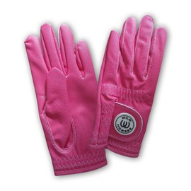 Wild Horses Ladie's Golf Glove - Premium PU Leather - Super Durable and Long Lasting - Women's Pink Golfing Glove (Pink, Medium, Left)