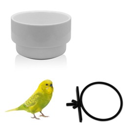 LuckyOpt Bird Cage Feeder, Detachable Hanging Ceramic Bird Bowls for Cage Prevent Tipping and Movement, Small Animal Bowls for Hamsters, Parrots, Squirrels, Rabbit (White, A)