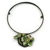 Avalaya Green Shades Shell Flower Flex Wire Choker Necklace -