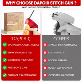 DAPOIR Micro Stitch Gun for Clothes, 4000 Micro Fasteners (2000 Black, 2000 White), 2 Stainless Steel Needles, Quick Clothing Fix, Sewing, Quilting & Hemming