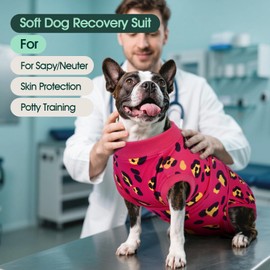 Kuoser Kuoser Dog Recovery Suit for Dogs After Surgery,Professional Surgical Onesie for Female Male Dogs Spay Neuter,Soft Dog Surgery Suit Bodysuit for Abdominal Wounds Skin Disease,Rose 2XL