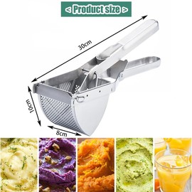 Potato Ricer, MEETOZ Potato Masher Stainless Steel Professional Masher Kitchen Tool, Mash Potato Masher for Creamy Mashed Potatoes