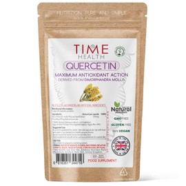 Time Health Quercetin Capsules - Naturally Derived - Maximum Antioxidant Action - UK Made - Free from Synthetic Additives - Vegan - Pullulan (120 Capsule Pouch)