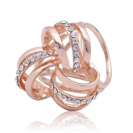 CAREOR Elegant Modern Simple Design Women's Triple-Ring Diamante Metallic Silk Scarves Clip Scarf Ring Chiffon Buckle (Rose Gold, 2.8)