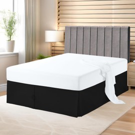 Cotton Metrics Linen 800TC - Falda de cama 100% algodón egipcio de calidad de hotel de 16 pulgadas, longitud de caída, tamaño queen, color negro, sólido