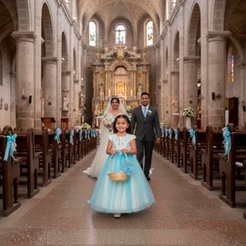 Canasta Decorada Paje Recuerdos Pétalos Boda XV Años Yare Hadas (Azul CIelo)