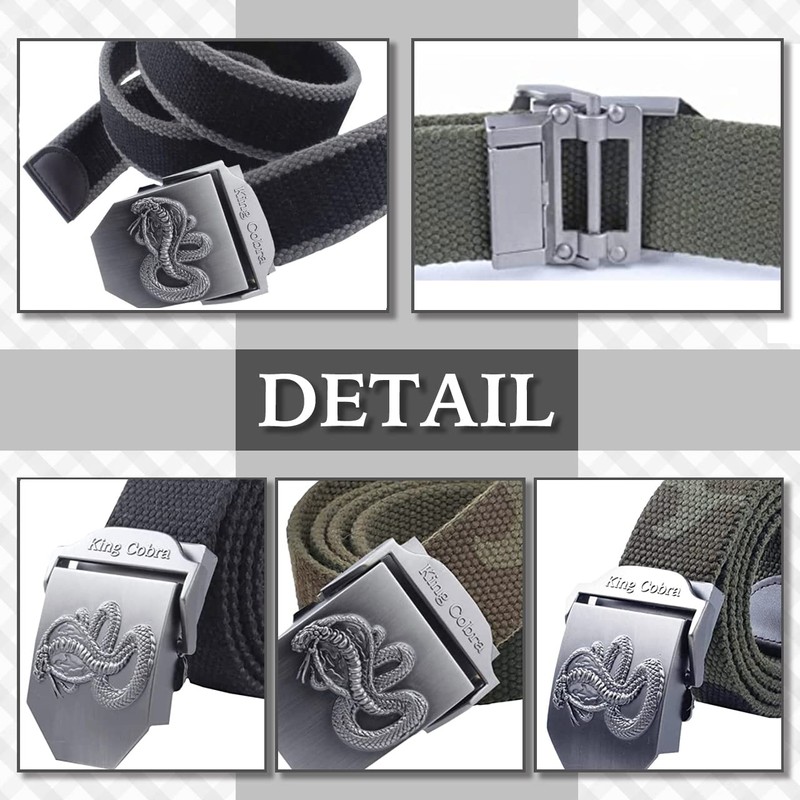 CHROME CRANE BLT055 Men's Braided Waist Belt, Python, Snake Buckle