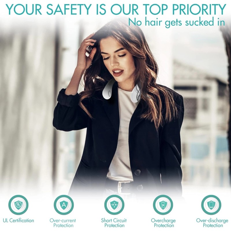 COMLIFE Bladeless Neck Fan – 5000mAh Rechargeable Hands-Free Cooling