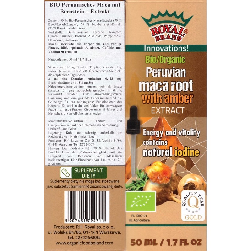 Royal Brand Amber Extract (Succinite) with Peruvian Maca Extract /