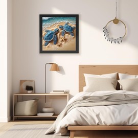 TOSTOG Turtles Diamond Art Kits for Adults, DIY 5D Beach Diamond Painting Kits for Adults, Cute Full Drill Starfish Diamond Painting for Home Wall Decor Gem Art 30x30cm/12 * 12 In.