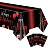 Xiliconie 3 Pack Happy Birthday Tablecloths Black and Red Theme
