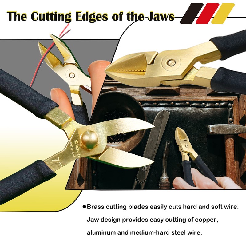 WEDO Brass Diagonal Cutting Pliers 10", Side Cutter with Non-Slip