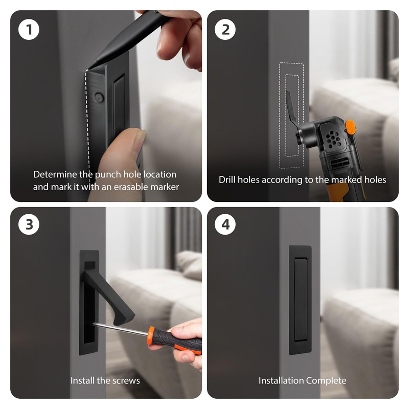 Malimali Pocket Door Pull Handle, Edge Pull, Stainless Steel Pocket