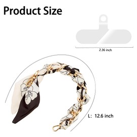 MGQILING Metal Phone Chain With Phone Tether Tab, Luxury Pearl Metal Buckle, Flower Silk Scarf Metal Wrist Strap, Hanging Accessory Anti-loss Phone Lanyard for Women Girls-Flower