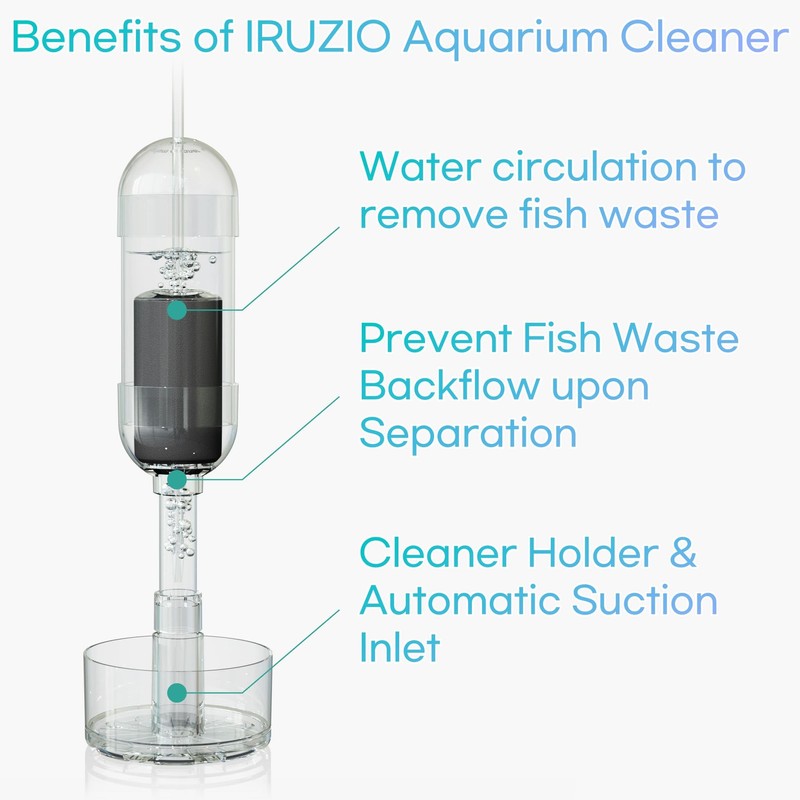 IRUZIO 2‑in‑1 Aquarium Gravel Cleaner Vacuum, Medium— Air‑Pump‑Driven, Near‑Zero Water Loss,
