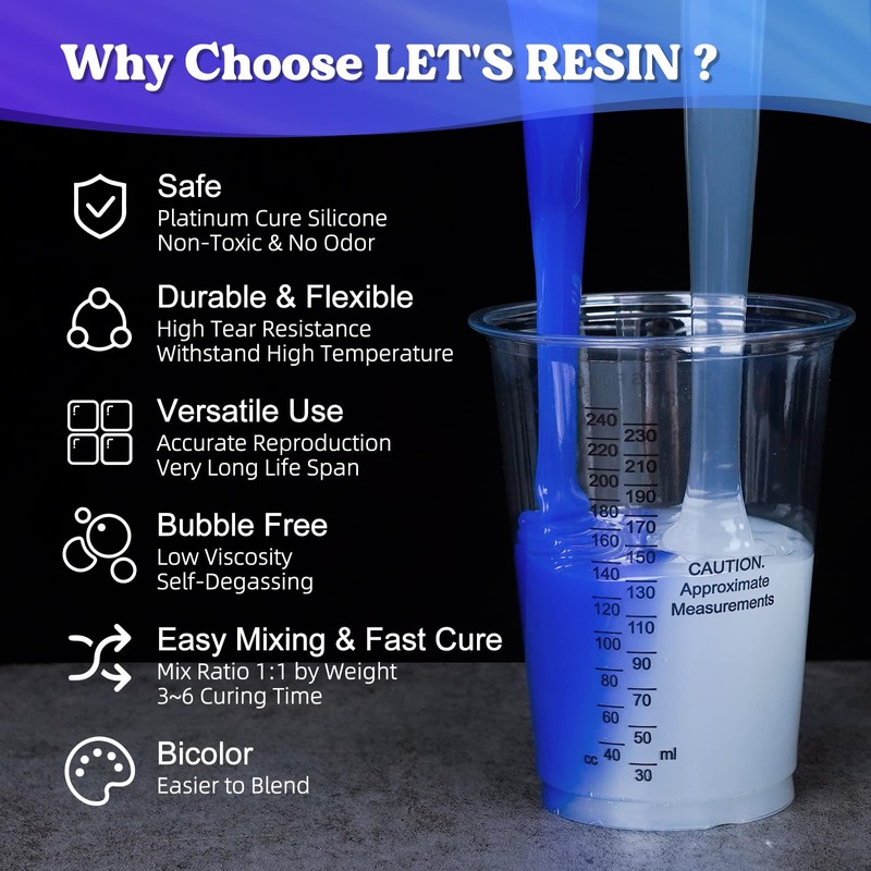 LET'S RESIN Silicone Mold Making Kit 30A,160oz/10Lbs Durable Mold Making
