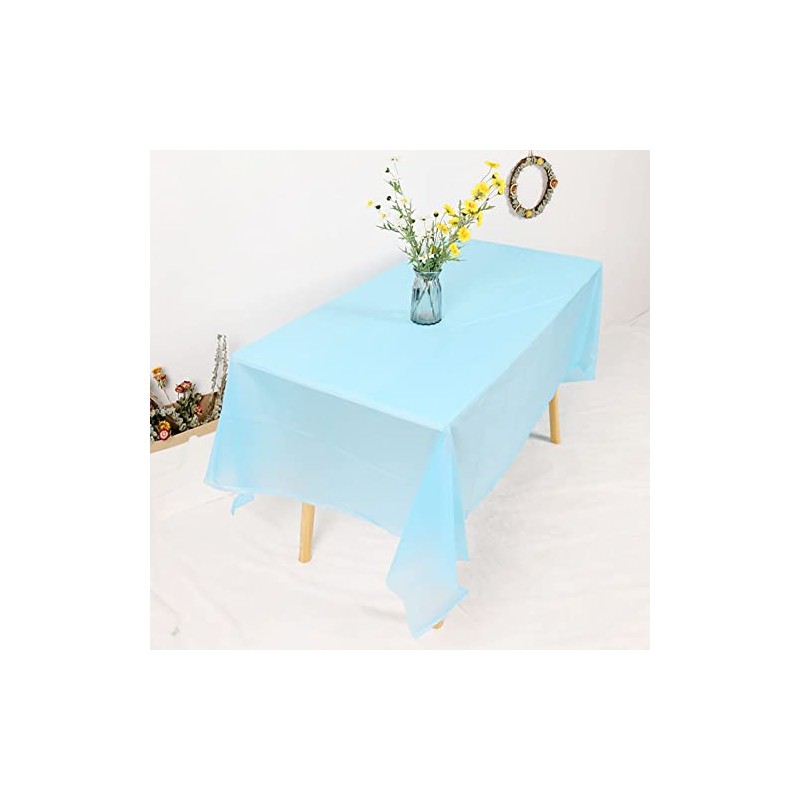 RCFFDL 3 Pack Blue Disposable Tablecloth, 54" x 108" Baby