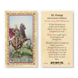 St. George Patron Saint of Soldiers Gold Stamped Laminated Holy Cards, 25-Count Value Pack