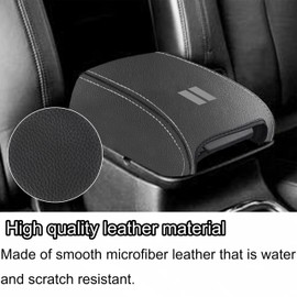 YOSRTER for Dodge Durango Accessories 2011-2018 2019 2020 Center Console Armrest Cover Interior Box Anti-Scratch Leather Central Armrest Decoration (Gray Stitches