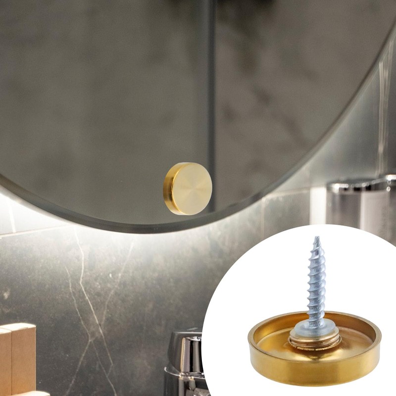 Rannb Decorative Mirror Screws Gold Cap Cover Nails 0.65"/16mm Cap