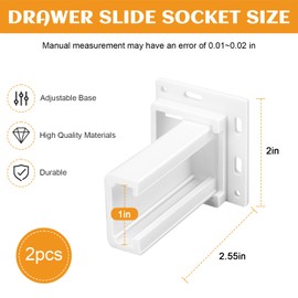 Drawer Slides Sockets Set RV Drawer Rail Bracket, Drawer Hardware for 1'' Slide Channel, Cabinet Drawer Slides, Drawer Rails, C-Shaped Adjustable Base, RV Cabinet Hardware, Included Screws