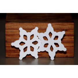 Unbranded Two (2) White Snowflake Ornament 2-1/2" Wood Craft Lot Made in USA!
