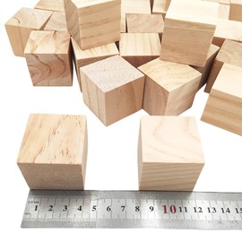 Wooden Cubes 4cm/30pcs, Unfinished Square Wood Blocks Natural Wooden Blocks for Crafts, Carving, Puzzle Making and DIY Projects