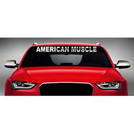 40" x 4" American Muscle #1 Flag Car Windshield Sticker Truck Window Vinyl Decal Color: White