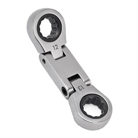 wanlvkang Stubby Wrenches Set, Flex Head Ratcheting Wrench Set Double Box End Ratchet Wrench Metric (12 and 13)