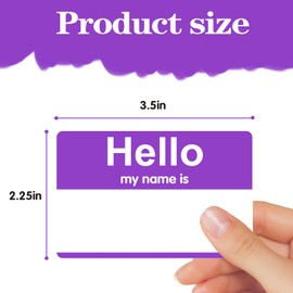 200 Pcs Name Tags,Hello My Name is Stickers,Purple Name Tag Stickers, Adhesive Name Label for Office,Meeting,School,Teachers and Mailing(3.5" x 2.25")