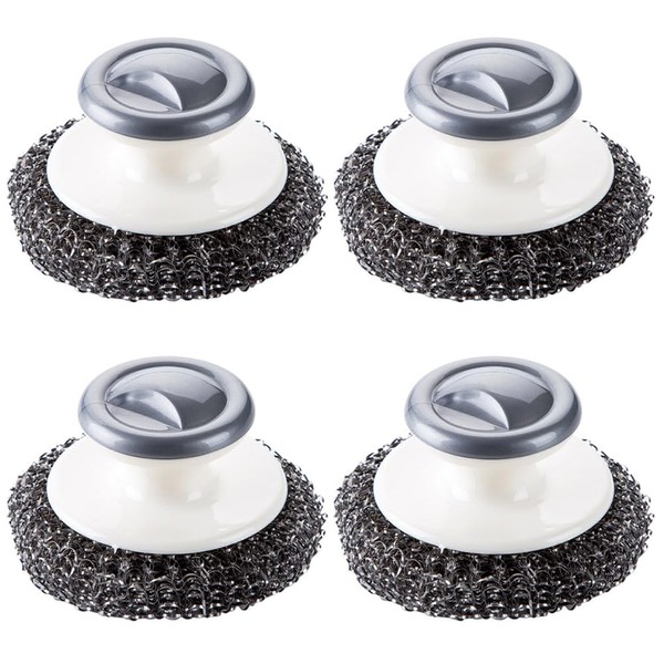 4 depuradores de lana de acero inoxidable con asa, suministros