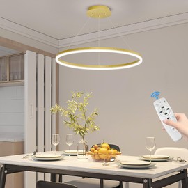 Mikeru Modern LED Chandelier Light, Ceiling Pendant Light Fixtures with Remote Control 3000k-6500K Adjustable Color Temperature Light for Living Room, Bedroom, Kitchen （23.6IN