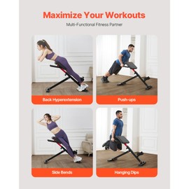Happybuy Roman Chair Hyperextension Bench, 250 lbs Adjustable and Foldable Extension Machine, Multi-Function Exercise Equipment for Glute, Hamstring, Back and Ab Workout, Fitness Bench for Home Gym