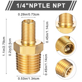 Teaaha 2 PCS Brass Air Inflator Adapter, 1/4" NPT Male to Standard Schrader Valve, Valve Connector for Compressor, Portable Air Hose, Tire Inflator, Bags Spring Suspension