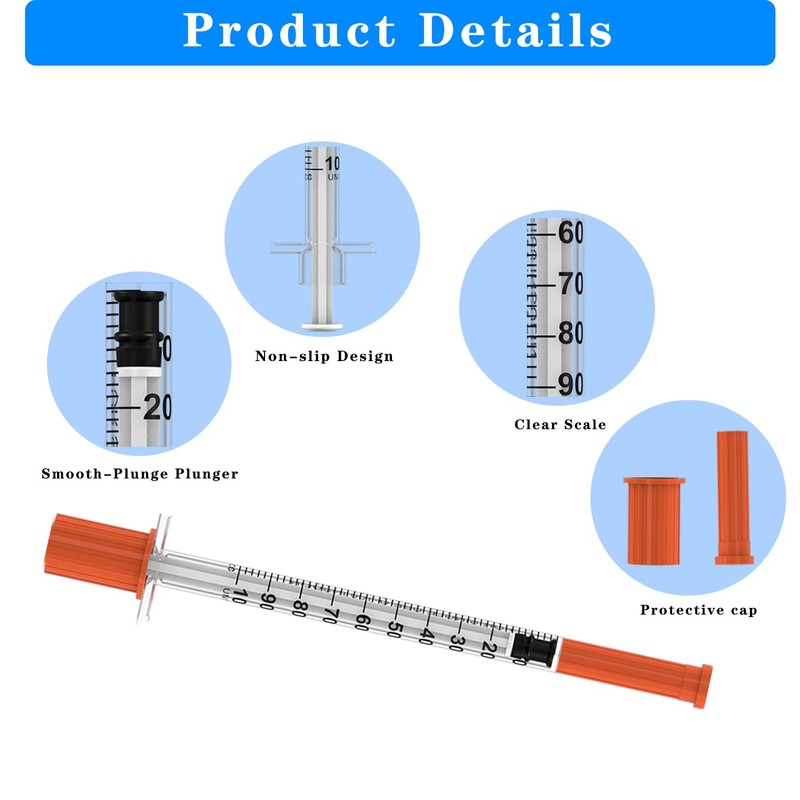 U-100 Disposable Syringes with Needle – 1ml/cc 30G 5/16" (8mm),