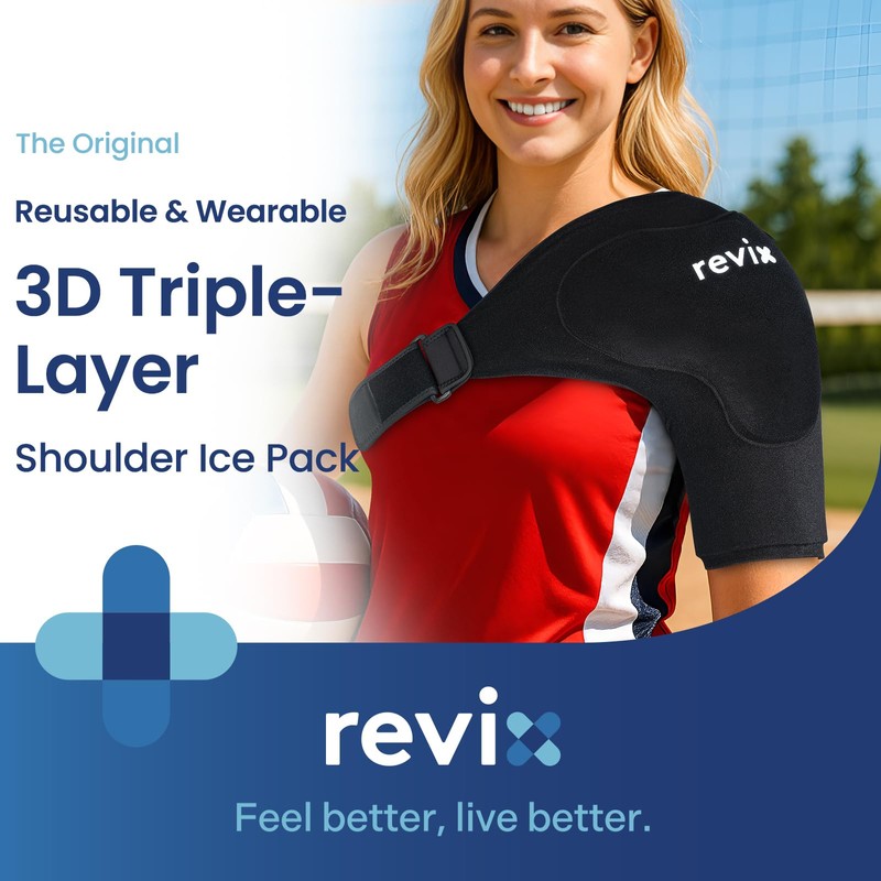 REVIX Triple-Layer Gel Shoulder Ice Pack Wrap for Rotator Cuff,