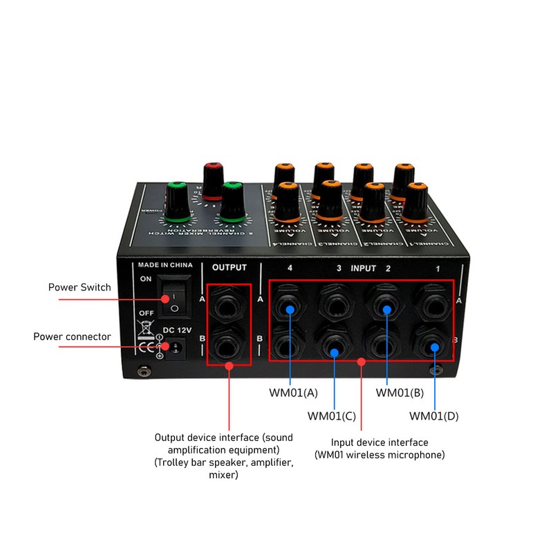 Compact Mixed Sound Mixer Metal 8 Channel Professional Mixer Board