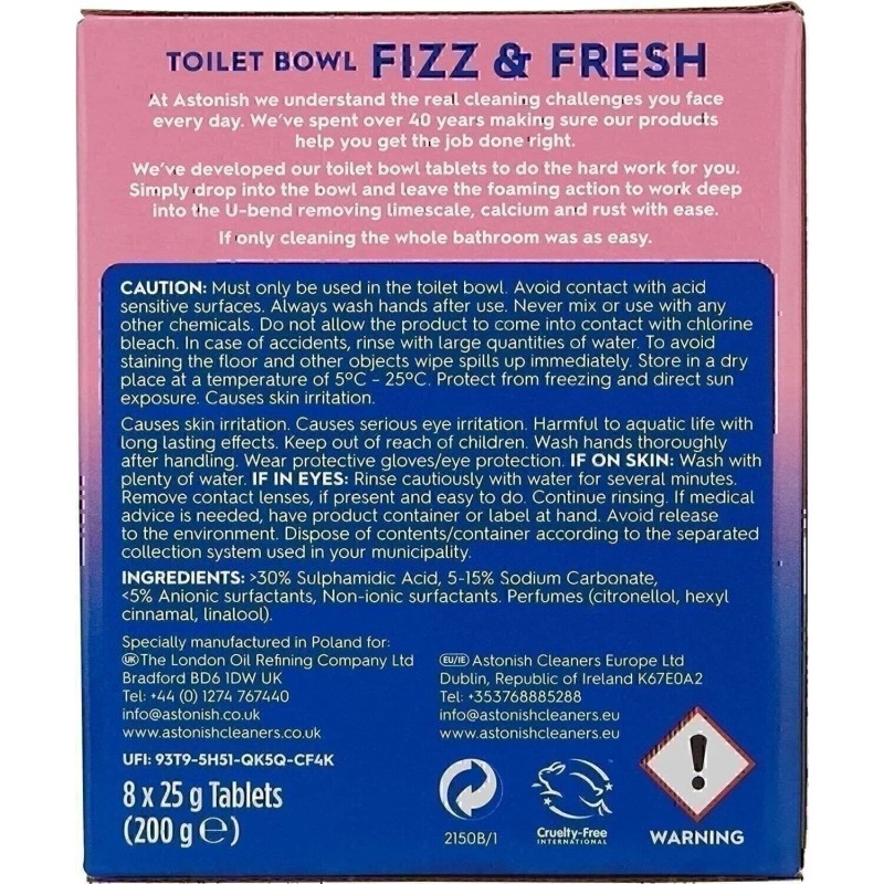 Astonish Foaming Eucalyptus Fresh Fizz & Fresh Bathroom Toilet Bowl
