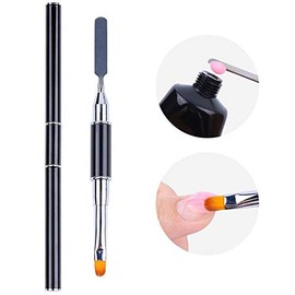 Art&Beauty 2pcs Polygel Brush and Picker Dual-Ended 2 IN 1 Design Stainless Steel Gel Nail Brush Polygels Slice Tool for PolyGel UV Gelsl Acrylic Nails Extension Quick Building Gel