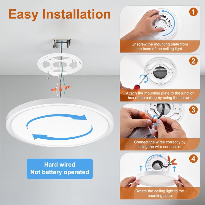 LUMLLSAJI 6Pack LED Flush Mount Ceiling Light, 12 Inch 24W