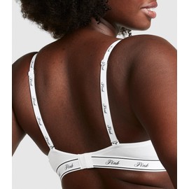 Victoria's Secret Pink Wear Everywhere T-Shirt Lightly Lined Bra, Smooth, Bras for Women, Optic White Logo, 36C