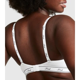 Victoria's Secret Pink Wear Everywhere T-Shirt Lightly Lined Bra, Smooth, Bras for Women, Optic White Logo, 36C