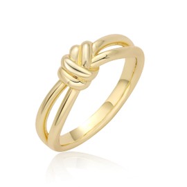 Gold Plated Rings for Women Non Tarnish Simple Knot Rings Trendy Jewelry Engagement Gifts for Couples Size 9