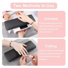 네일 테크를 위한 접이식 손 받침대 PVC 테이블 매트와 마이크로파이버 가죽이 있는 살롱용 Foldable Hand Rest for Nail Tech with PVC Table Mat and Microfiber Leather for Salon Use [Hand Pillow set]