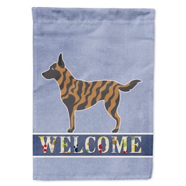 Caroline's Treasures BB8300CHF Dutch Shepherd Welcome House Flag, Blue Large Porch Sleeve Pole Decorative Outside Yard Banner Artwork Wall Hanging, Polyester, House Size, Multicolor