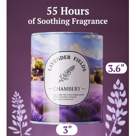CHAMBERY Lavender Fields Candle 9.17oz | Picturesque Provence Plantation in Premium Tin | Ideal for Spring, Summer, and Mother's Day Gifting | Soy Wax with Lead-Free Cotton Wick | 55-Hour Burn
