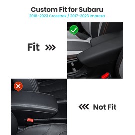 Sinvanho Center Console Armrest Cover for Subaru 2018-2023 Crosstrek and 2017-2023 Impreza, PU Leather Arm Rest Box Lid Protective Cover, Middle Console Seat Cushion Protector Accessories, Black