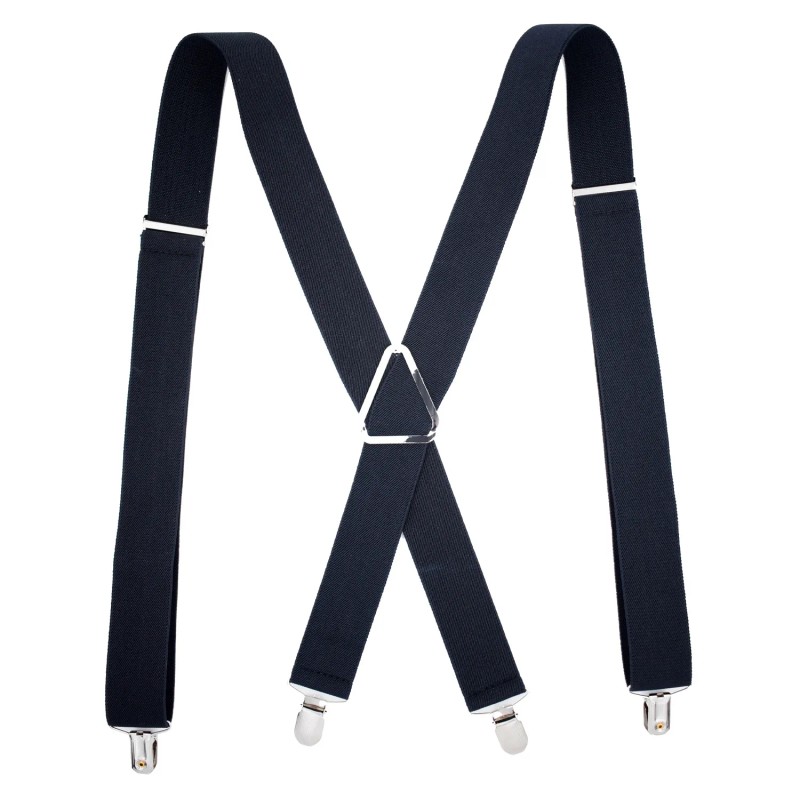 Adjustable 4-Clip Elastic X-Back Suspenders, 3.5 cm Wide Polyester Braces