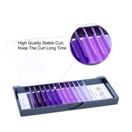 ACTROL Colored Eyelash Extensions Easy Fan 15mm Ombre Purple C Curl Easy Fanning 0.07mm Self Shadow Gradient Colored Lashes Premade Volume Lash