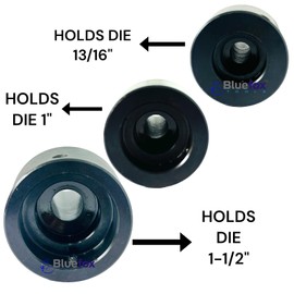 BLUEFOX TOOLS New Tailstock Floating Round Die holders(shank type) Set of 3 Pcs Set | Shank - 1/2", 3/4" | Tailstock Die Holder Set of 3 Pcs | 13/16 ", 1 ", 1-1/2 "
